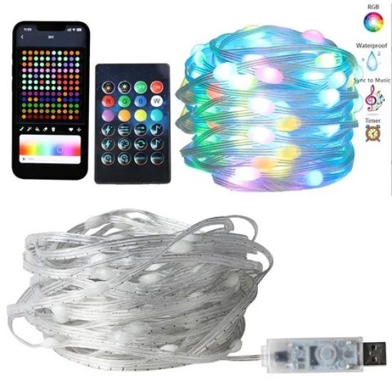 Світлодіодна гірлянда з Bluetooth та пультом RGB 10м
