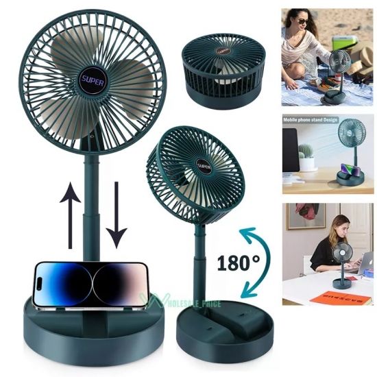 Складаний вентилятор аккумуляторний на ніжці Telescopic Folding Fan з USB зарядкою Green