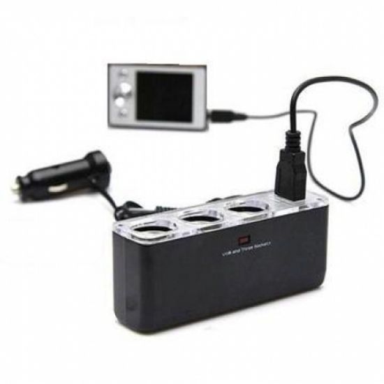 Розгалужувач прикурювача на 3 гнізда з USB