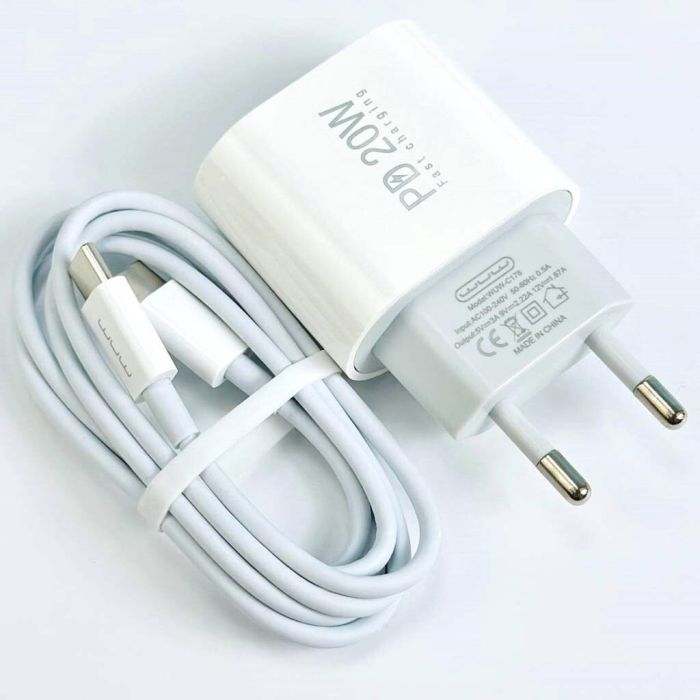 Зарядний пристрій USB-C блок живлення 20W з кабелем Type-C Type-C