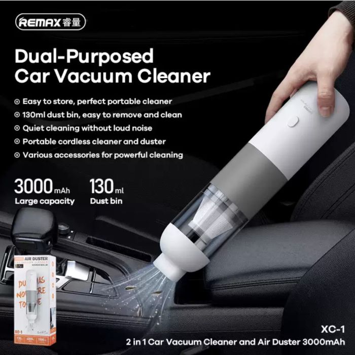 Автомобільний пилосос потужністю 4000PA для швидкого збирання авто REMAX Car Vacuum Cleaner and Air Duster XC-1