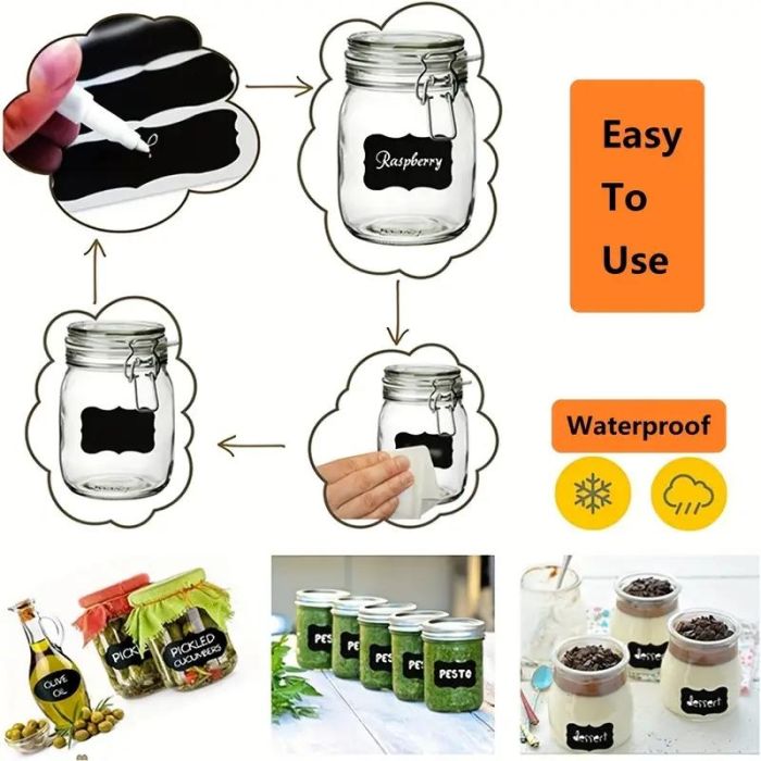 Знімні наклейки-маркери для банок у домашній кухні 120 шт.