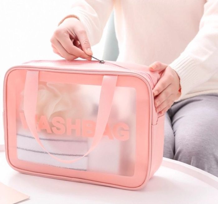 Набір прозорих сумок-косметичок Washbag Pink 30см 26см 20см