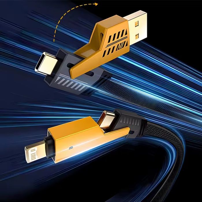 Зарядний кабель 4 в 1 PD 65W для швидкого заряджання USB Lightning Type-C