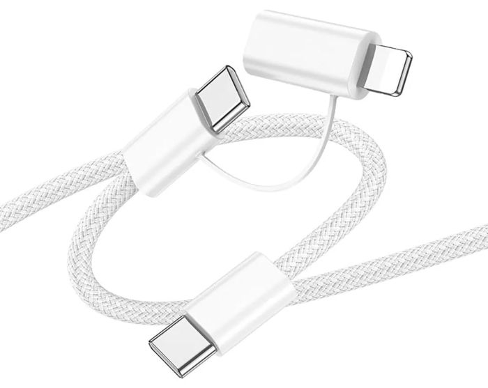 Зарядний кабель USB 2в1 Type-C to Type-C and Lighting 60W