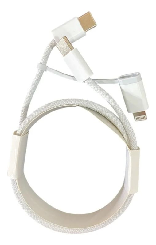 Зарядний кабель USB 2в1 Type-C to Type-C and Lighting 60W