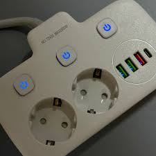 Універсальний мережевий подовжувач Power Socket 2 розетки + 3USB + Type-C, 2500W