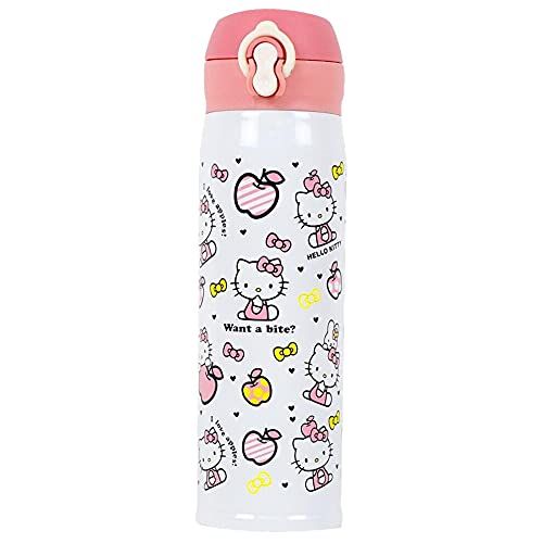 Термос з клапаном та поїльником Hello Kitty 500 мл біло-рожевий