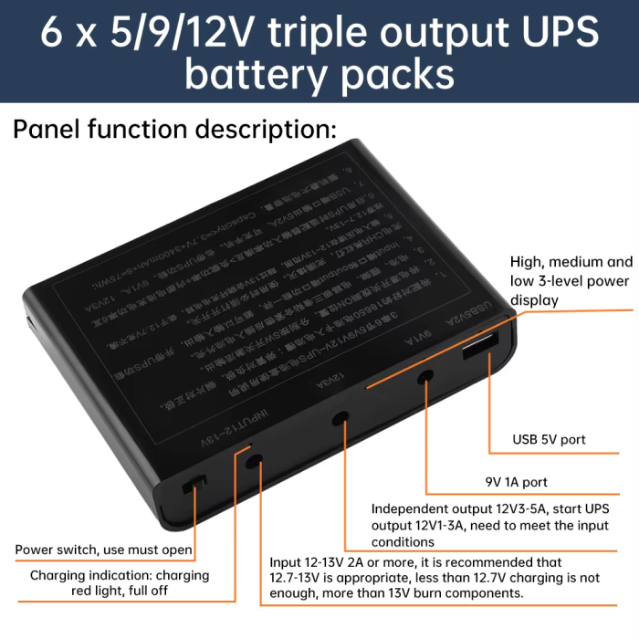 Корпус безперебійника ups для роутера та відеоспостереження 9в 12в USB 5В змінні акумулятори 18650