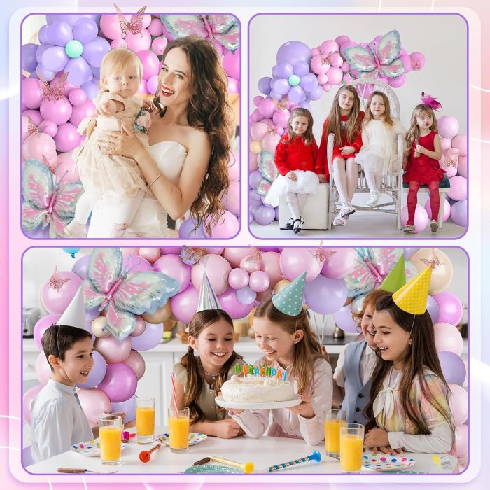 Набір повітряних куль для фотозони 100шт на день народження Happy Birthday Butterfly