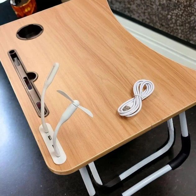 Портативний складний стіл для ноутбука і планшета з usb хабом Brown