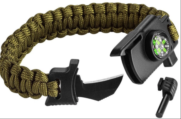 Браслет виживання 5 в 1 PARACORD (Alop) пряжка, що застібається, фіксує браслет на руці, що містить зазубрений міні-ніж свисток і кремінь з магнієм