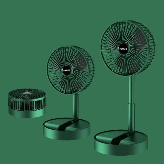 Складаний вентилятор аккумуляторний на ніжці Telescopic Folding Fan з USB зарядкою Green