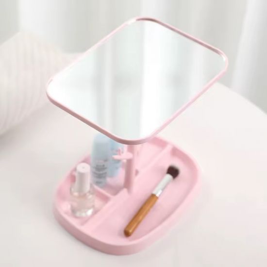 Дзеркало з підставкою під прикраси дерево та обертанням 360 Pink
