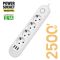 Мережевий фільтр-подовжувач 4 розеток 3USB 2500W White