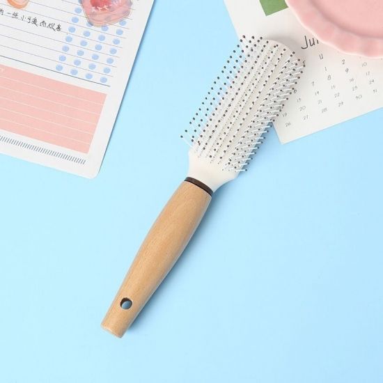 Гребінець для волосся браш Hair brush 23,7*4*2,5 см з деревяною ручкою