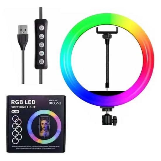 Кільцева світлодіодна лампа RGB для професійної зйомки Soft Ring Light 26см