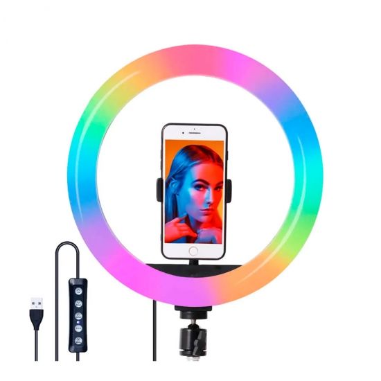 Кільцева світлодіодна лампа RGB для професійної зйомки Soft Ring Light 26см