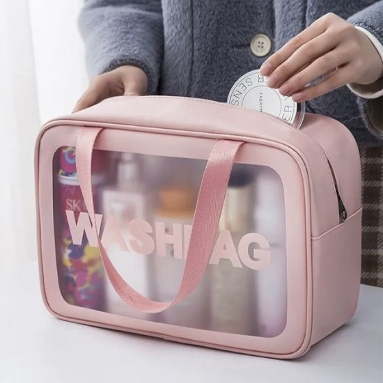 Прозора сумка-косметичка Washbag Medium Pink 26см