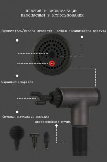 Массажер-пистолет портативный для мышц Fascial Gun 
