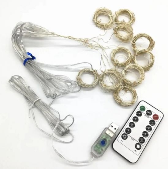 Гірлянда світлодіодна роса водоспад 300 LED, 3х3 м (Золото) з USB