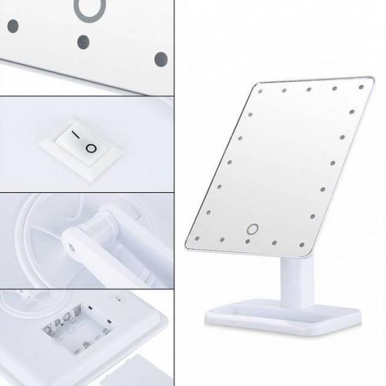 Настільне дзеркало з  16 LED підсвічуванням Large LED Mirror Pink