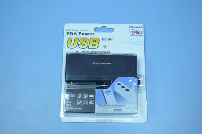 Розгалужувач прикурювача на 3 гнізда з USB