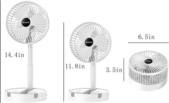 Складаний вентилятор аккумуляторний на ніжці Telescopic Folding Fan з USB зарядкою