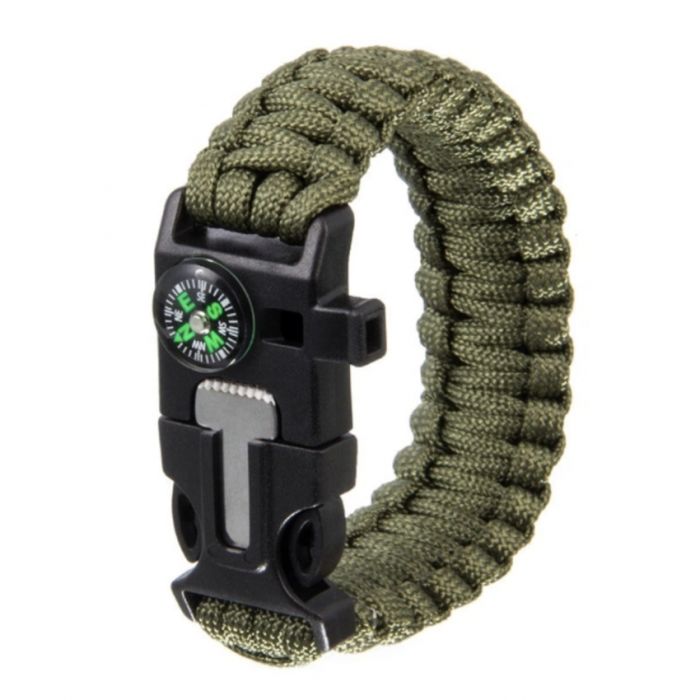 Браслет виживання 5 в 1 PARACORD (Alop) пряжка, що застібається, фіксує браслет на руці, що містить зазубрений міні-ніж свисток і кремінь з магнієм
