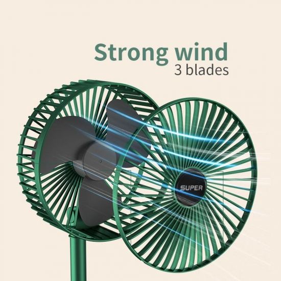 Складаний вентилятор аккумуляторний на ніжці Telescopic Folding Fan з USB зарядкою Green