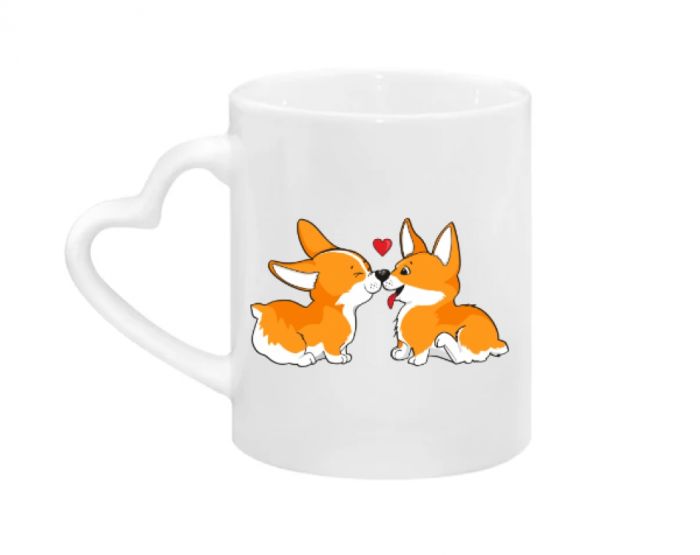 Чашка сердце Коханя і Corgi 
