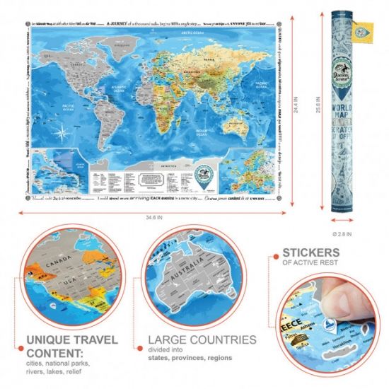 Скретч карта Discovery Map World англійською мовою