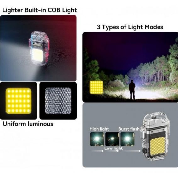 Электроимпульсная зажигалка Flashlight спиральная usb зажигалка с фонариком
