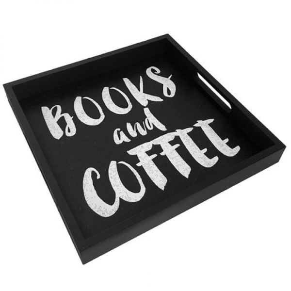 Деревяний піднос Books and Coffe