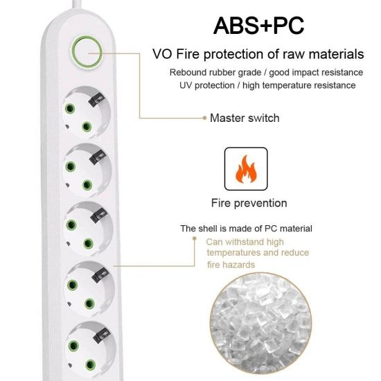 Мережевий фільтр-подовжувач 4 розеток 3USB 2500W White