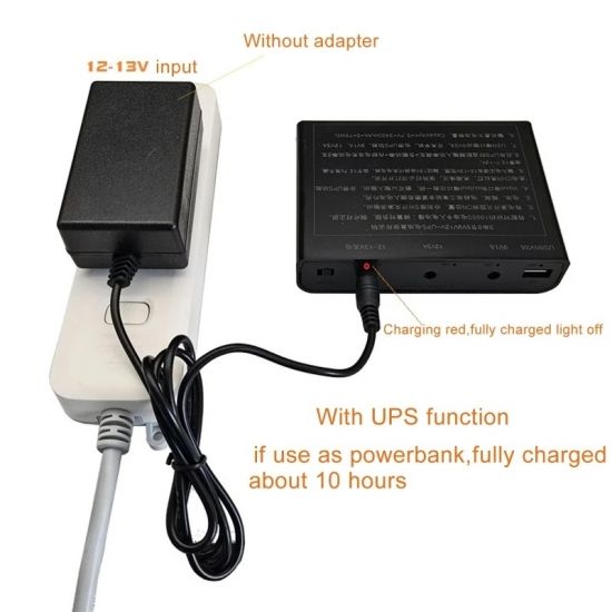 Бесперебойник ups для роутера и видеонаблюдения 9в 12в USB 5В 12000mah сменные аккумуляторы