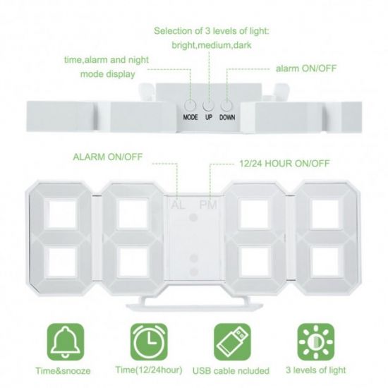 Светодиодные цифровые часы White оclock (зеленые цифры)