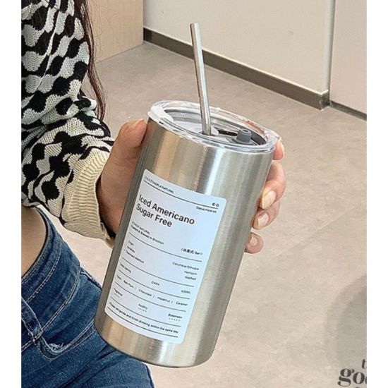 Термостакан Iced Americano 600ml c поилкой и метталической трубочкой