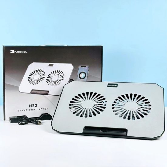 Підставка для ноутбука з охолодженням та утримувачем для телефону RGB light White