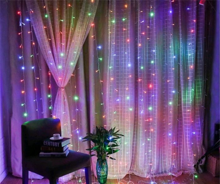 Гірлянда світлодіодна Водоспад 280 LED, прозорий шнур 3х1,5 м (Мультиколор) зі зєднувачем