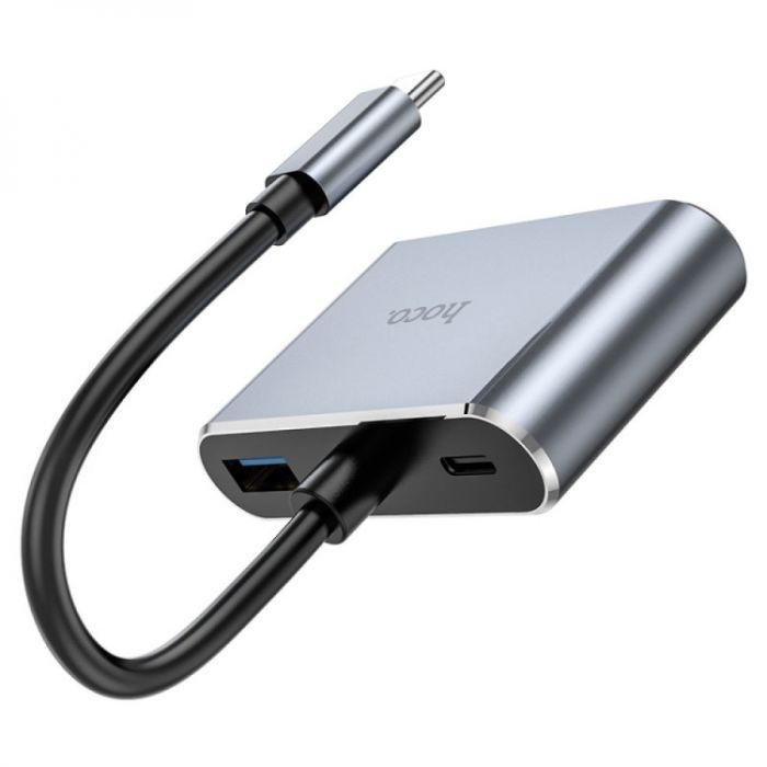 Хаб адаптор конвертер 4 в 1 из Type-c в VGA, PD, USB 3.0, HDTV (для відображення медіа файлів на ТВ)