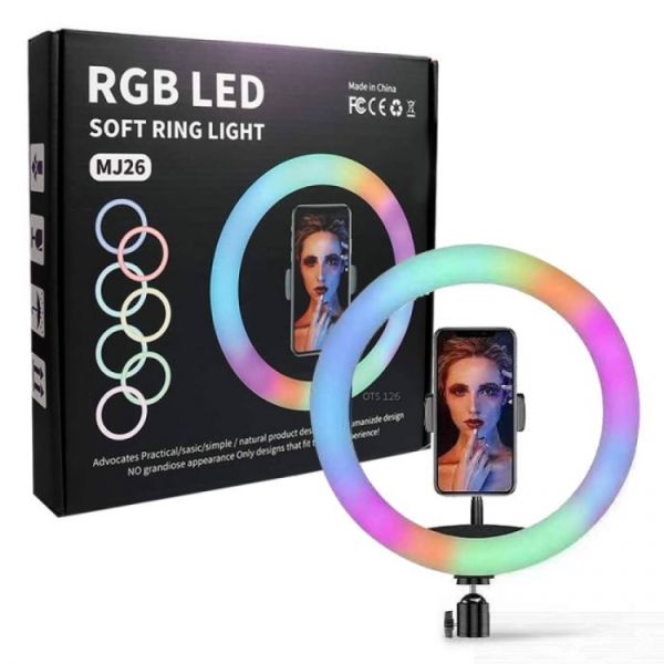 Кільцева світлодіодна лампа RGB для професійної зйомки Soft Ring Light 26см
