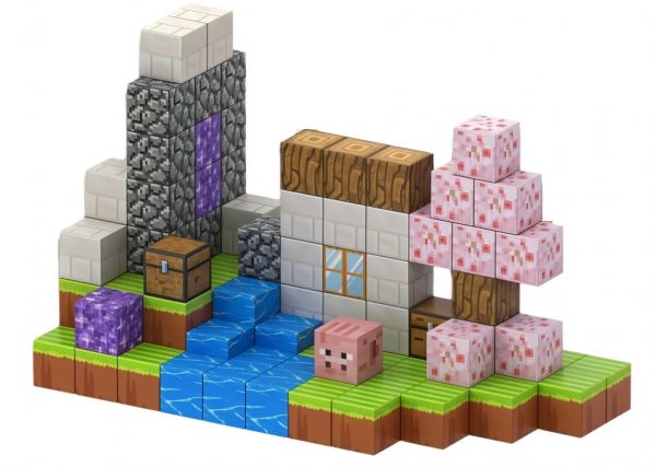 Магнітний конструктор Minecraft Будиночок із деревами Сакури на 110 кубиків