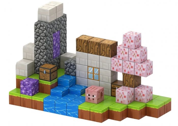 Магнітний конструктор Minecraft Будиночок із деревами Сакури на 110 кубиків