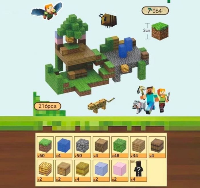 Магнітний конструктор Minecraft Forest на 216 кубиків