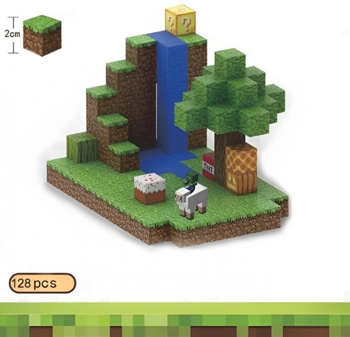 Магнітний конструктор Minecraft Водопад на 128 кубиків