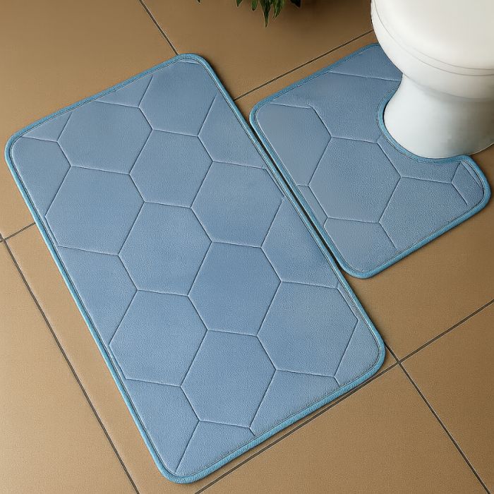 Набір 3Д килимків у ванну кімнату Romb Blue Luxury 2 шт Blue
