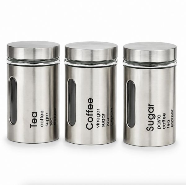 Набор из 3 контейнеров емкостей для сыпучих продуктов Coffee , Tea , Sugar