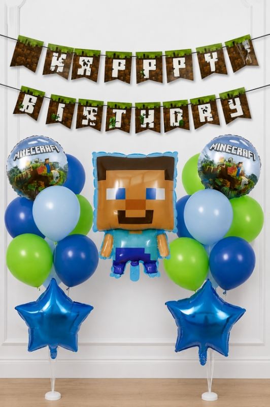 Набір повітряних куль 18 шт для оформлення Дня народження у стилі Minecraft