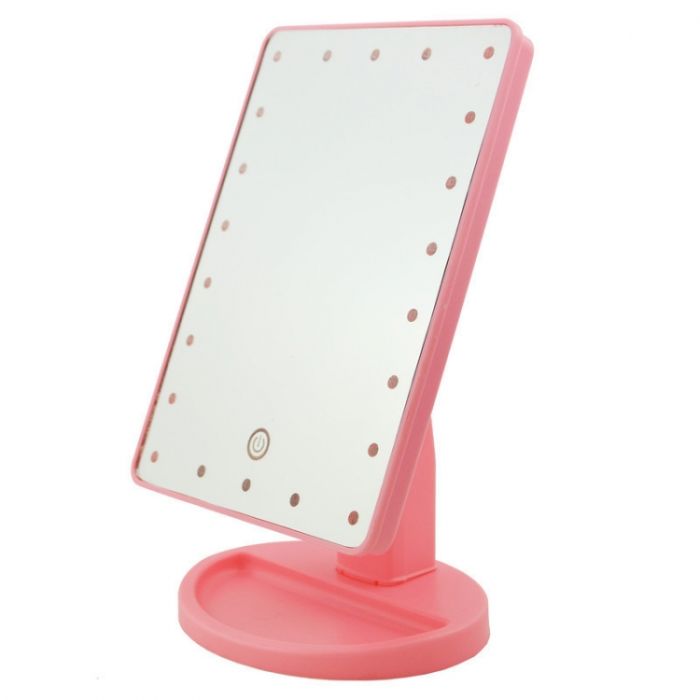 Настільне дзеркало з  16 LED підсвічуванням Large LED Mirror Pink